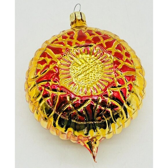 Czech Republic Mercury Glass Flower Ornament Christmas Large Pink Gold 5 inch - Picture 1 of 7